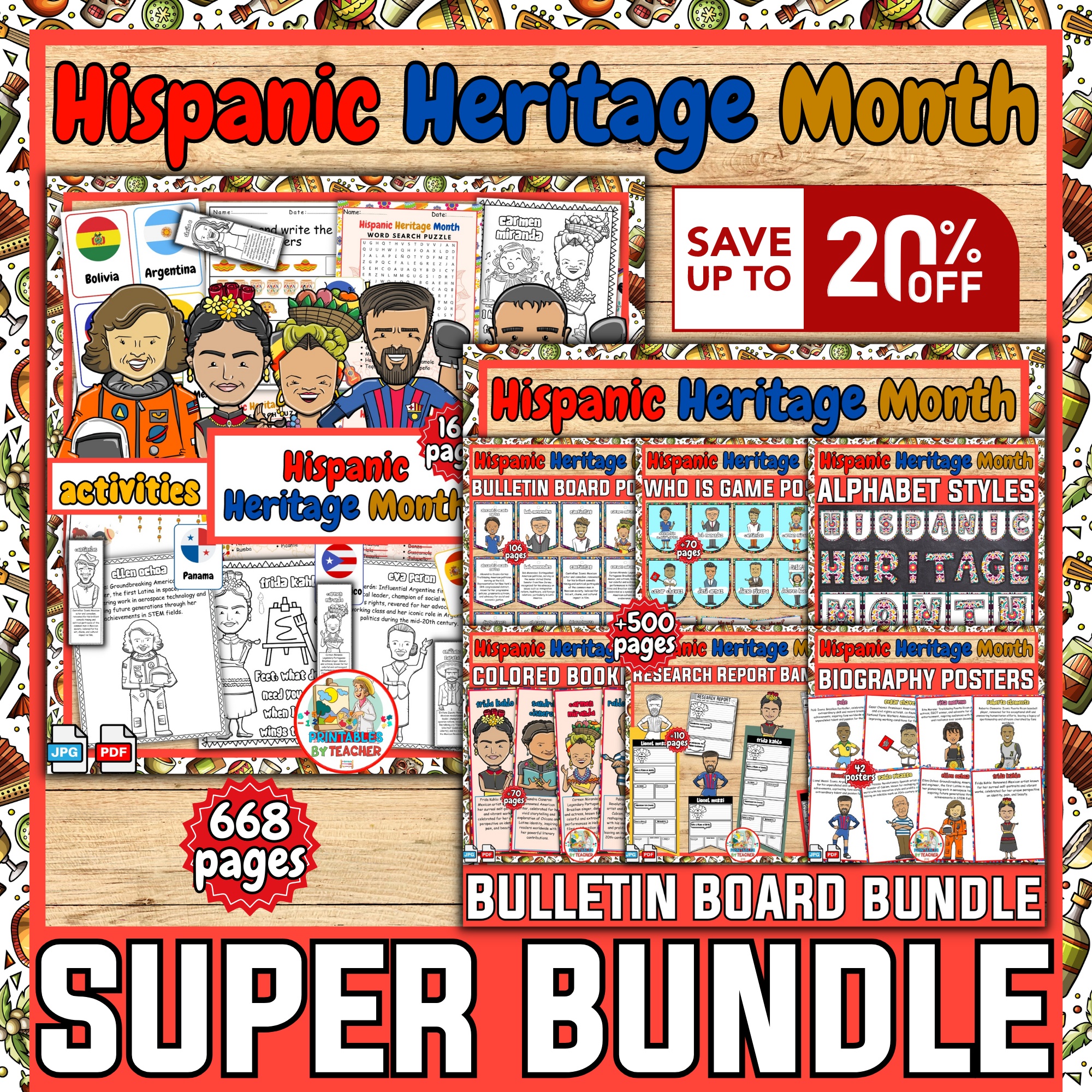 Hispanic Heritage Month Bundle | Bulletin board | Activities-worksheets ...