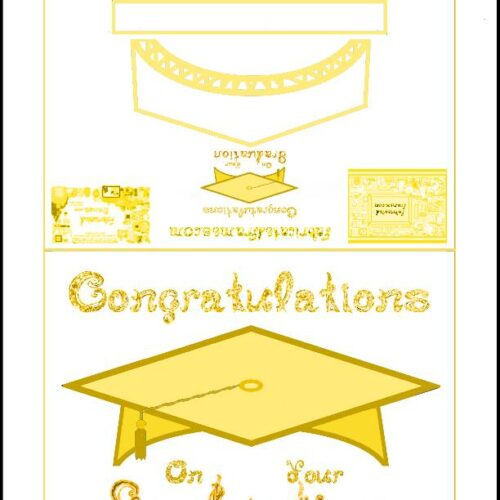 Gold Graduation Cap Party Hat or Card Printable With Gold Fabric Font ...