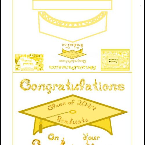 Gold Graduation Cap Party Hat or Card Printable With Gold Fabric Font ...
