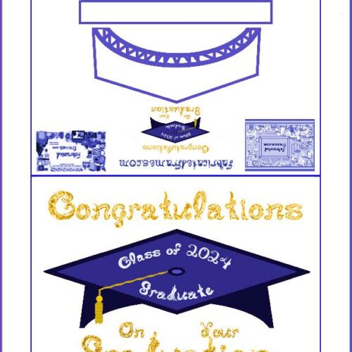 Navy Dark Blue Graduation Cap Party Hat or Card Printable With Gold Fabric  Font Glitter Words Congratulations On Your Graduation and White Fabric Font  Graduate Class of 2024 - Classful