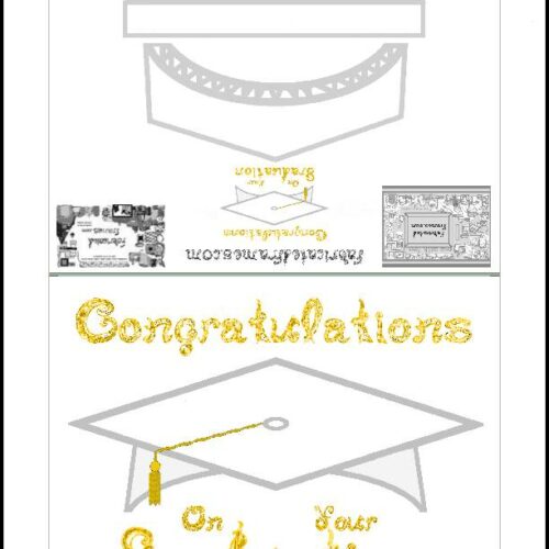 White Graduation Cap Party Hat or Card Printable With Gold Fabric Font ...
