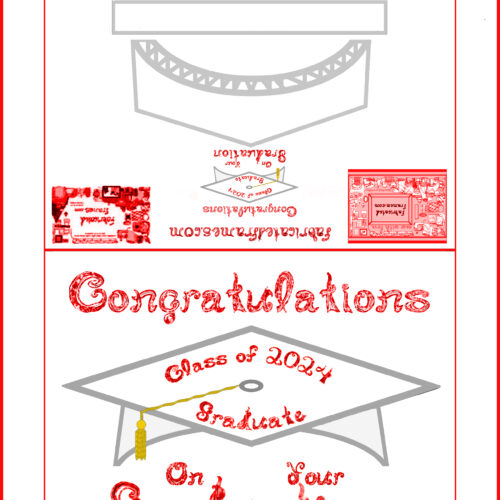 White Graduation Cap Party Hat or Card Printable With Red Fabric Font ...