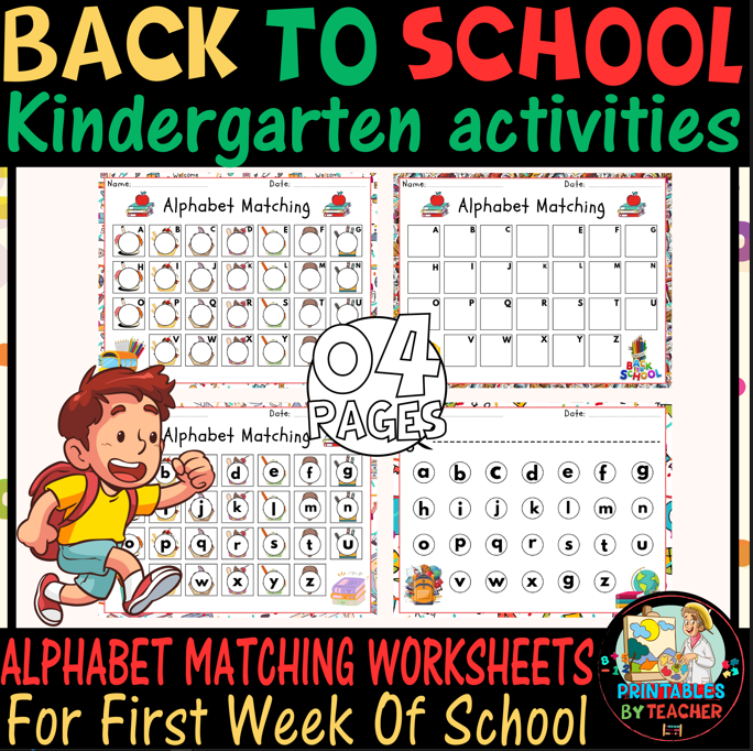 Alphabet Matching pages for Back to School- Kindergarten & 1st Grade ...