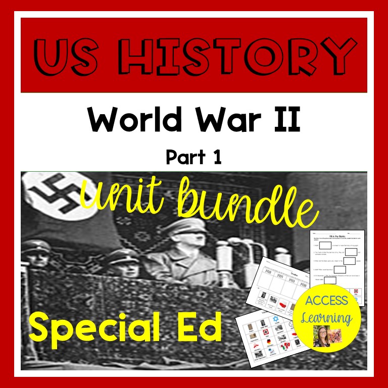 World War II Pt1 Unit for Special Ed Leveled Adapted Books Vocabulary ...