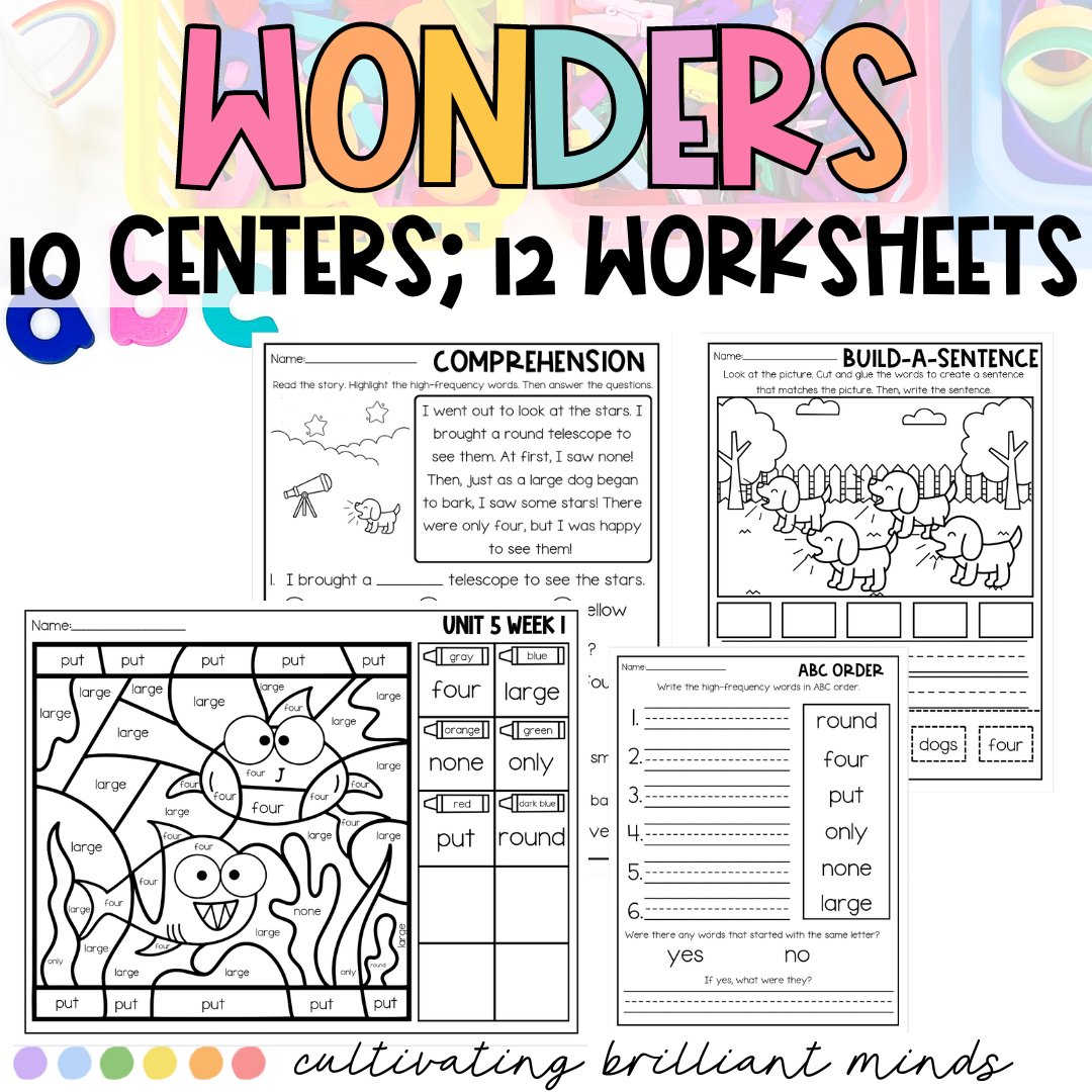 McGraw-Hill Wonders 1st Grade High Frequency Word Centers | Unit 5 Week ...