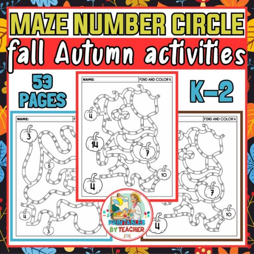 Fall pumpkin maze number circle activities | Autumn pumpkin Numbers ...