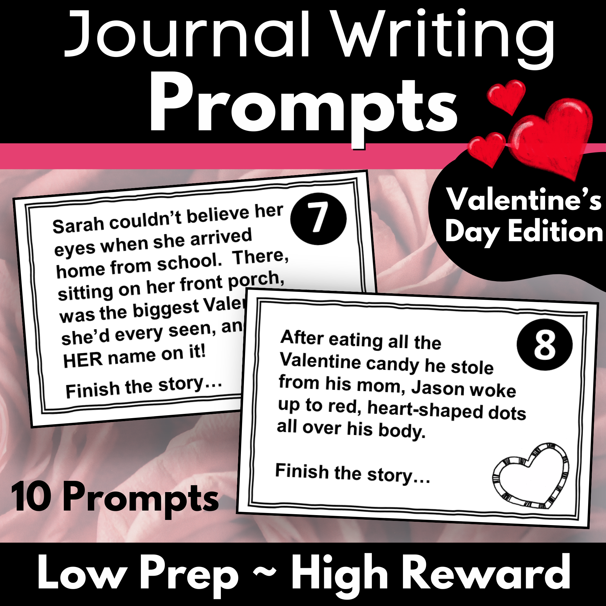Journal Writing Task Cards | Valetine Writing Prompts - Classful