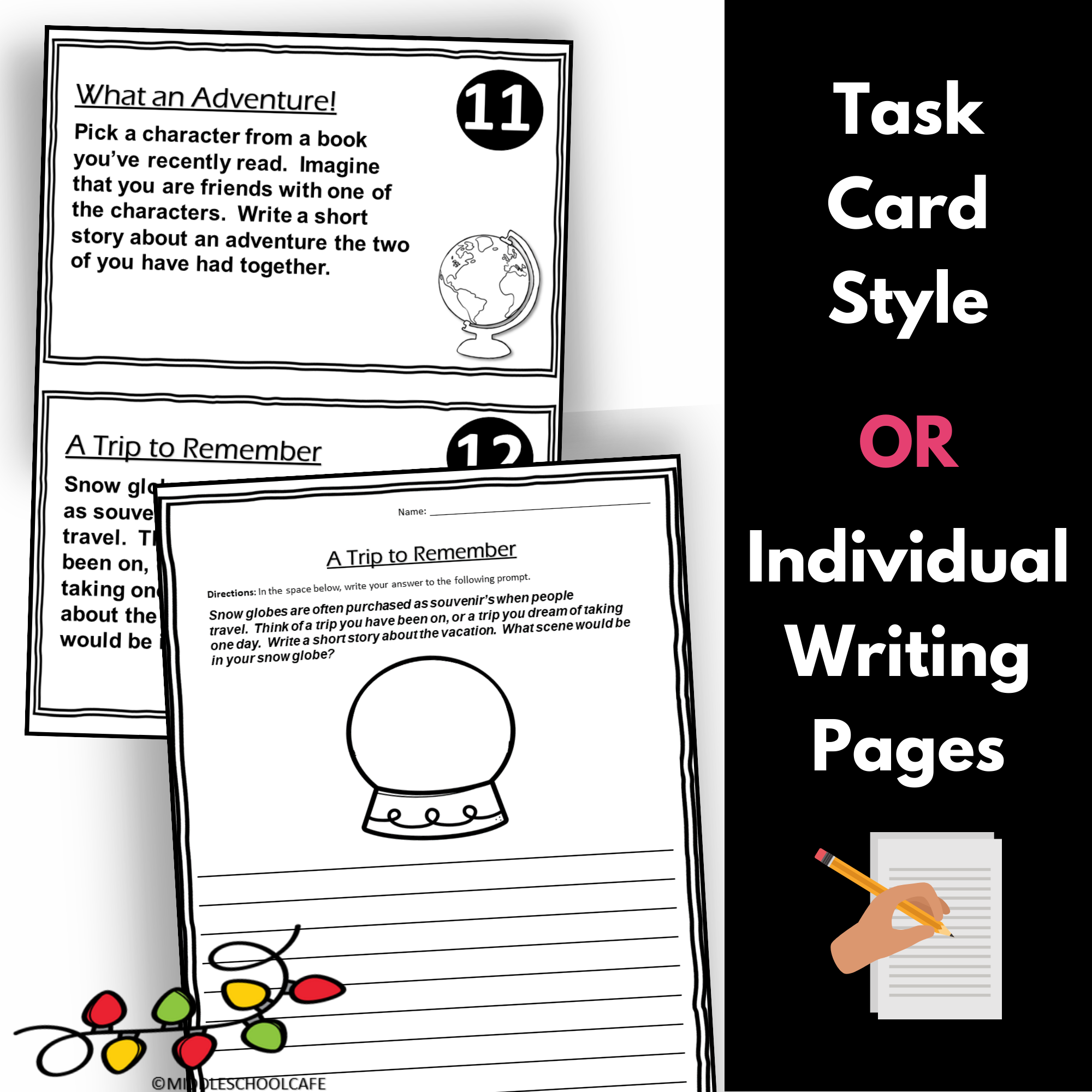 Journal Writing Task Cards | Holiday Writing Prompts - Classful