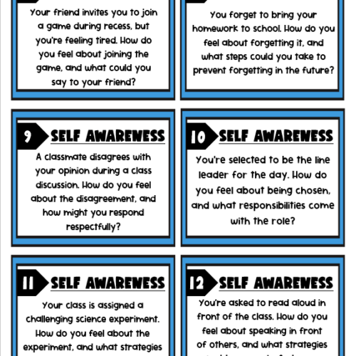 Social Emotional Learning Task Cards Prompts & Activities Self ...