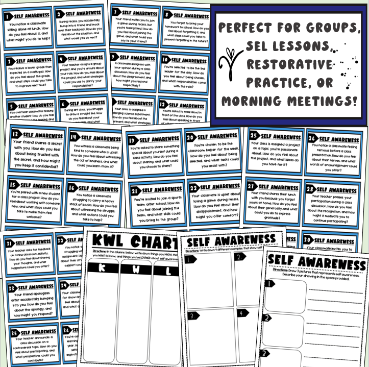 Social Emotional Learning Task Cards Prompts & Activities Self ...