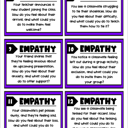 Social Emotional Learning Task Cards Prompts & Activities Empathy ...