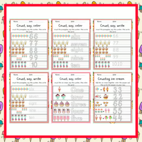 Summer - ice cream day activities- ice cream day Counting ice cream ...