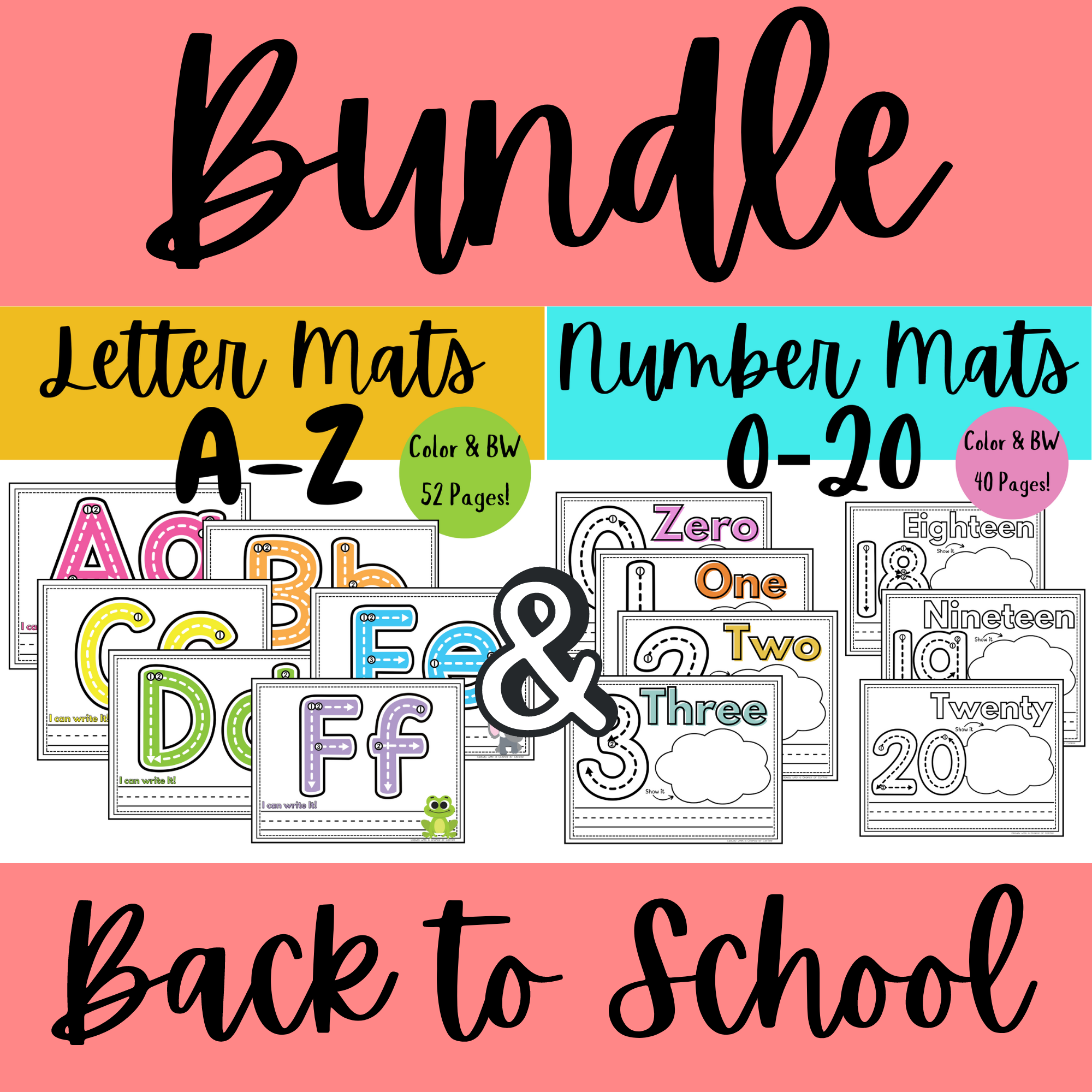 Number & Letter Tracing Mats BUNDLE for Preschool and Kindergarten ...