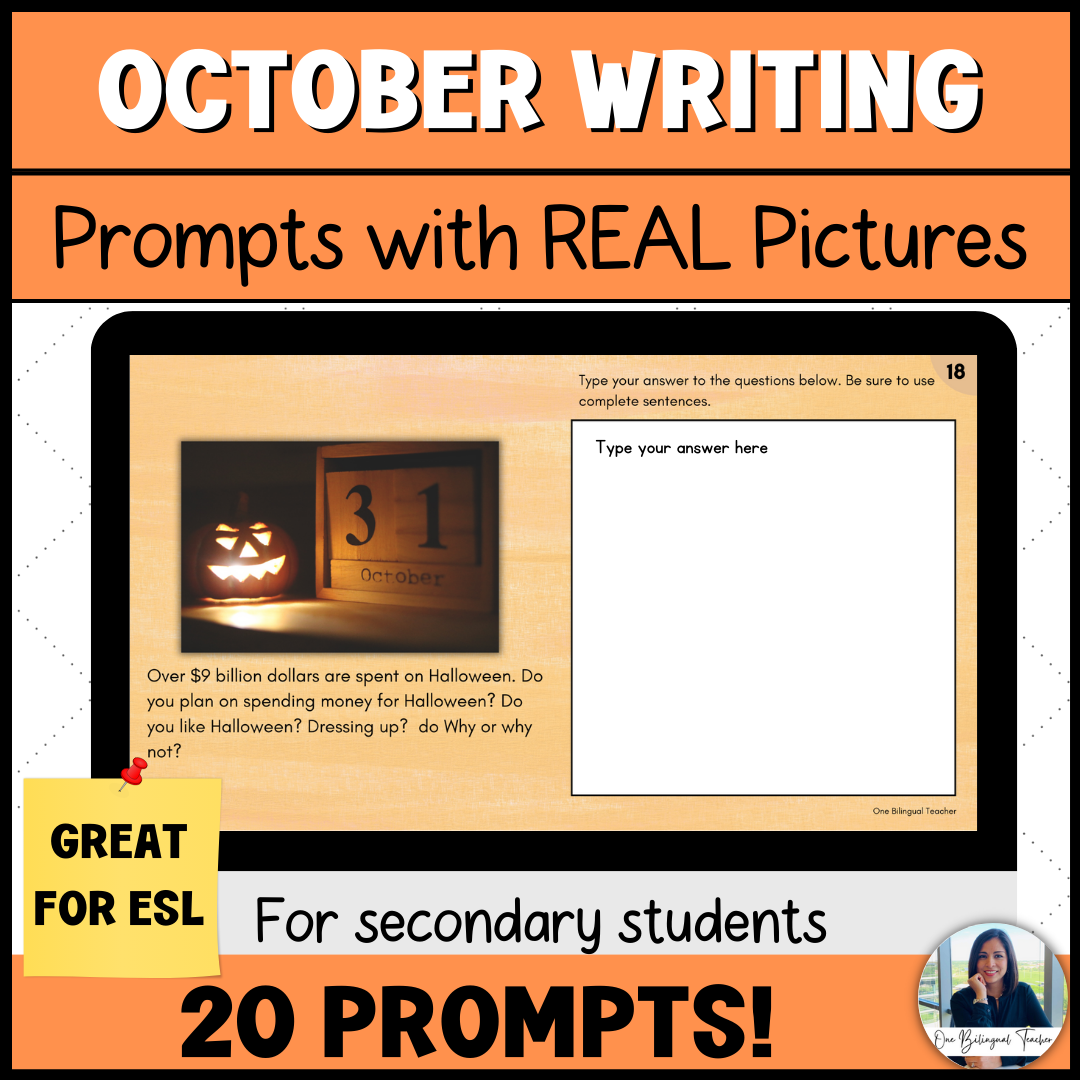 October ESL Bell Ringers Writing Prompts Bell Ringers with Pictures ...