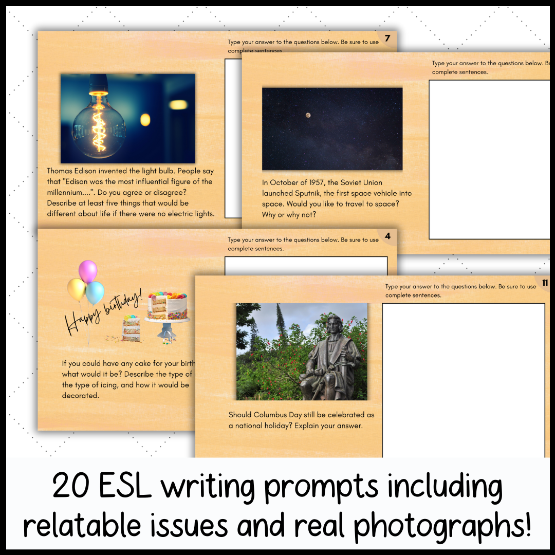 October ESL Bell Ringers Writing Prompts Bell Ringers with Pictures ...