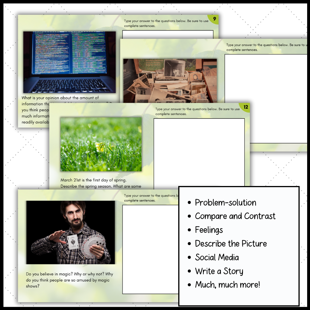 March & Spring ESL Bell Ringers | Writing Journal Prompts with Pictures ...