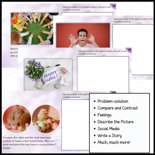 April & Spring ESL Bell Ringers Writing Prompts with Pictures | Middle ...