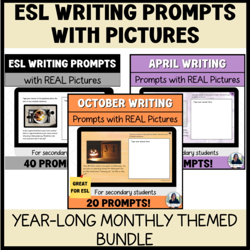 ESL Bell Ringers Writing Prompts with Pictures | Middle & High School ...