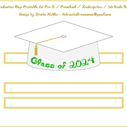 Graduation Cap White Paper Party Hat Printable With Class of 2024 In ...