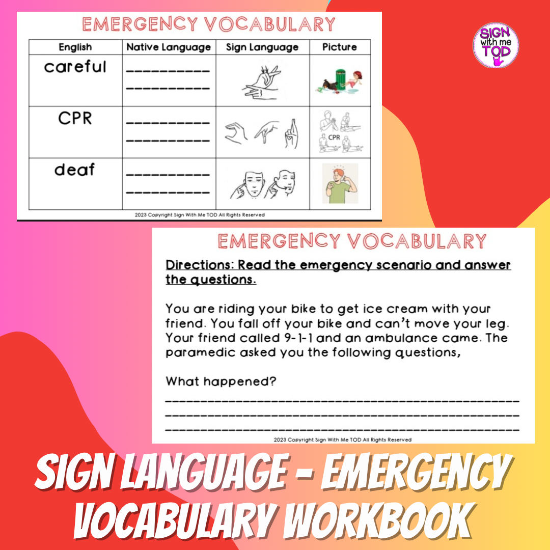 Deaf Education - ASL and English Emergency Vocabulary