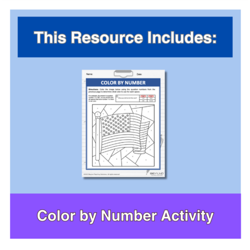 Flag Day Reading and Writing Activity - 7th-9th Grade - Color by Number ...