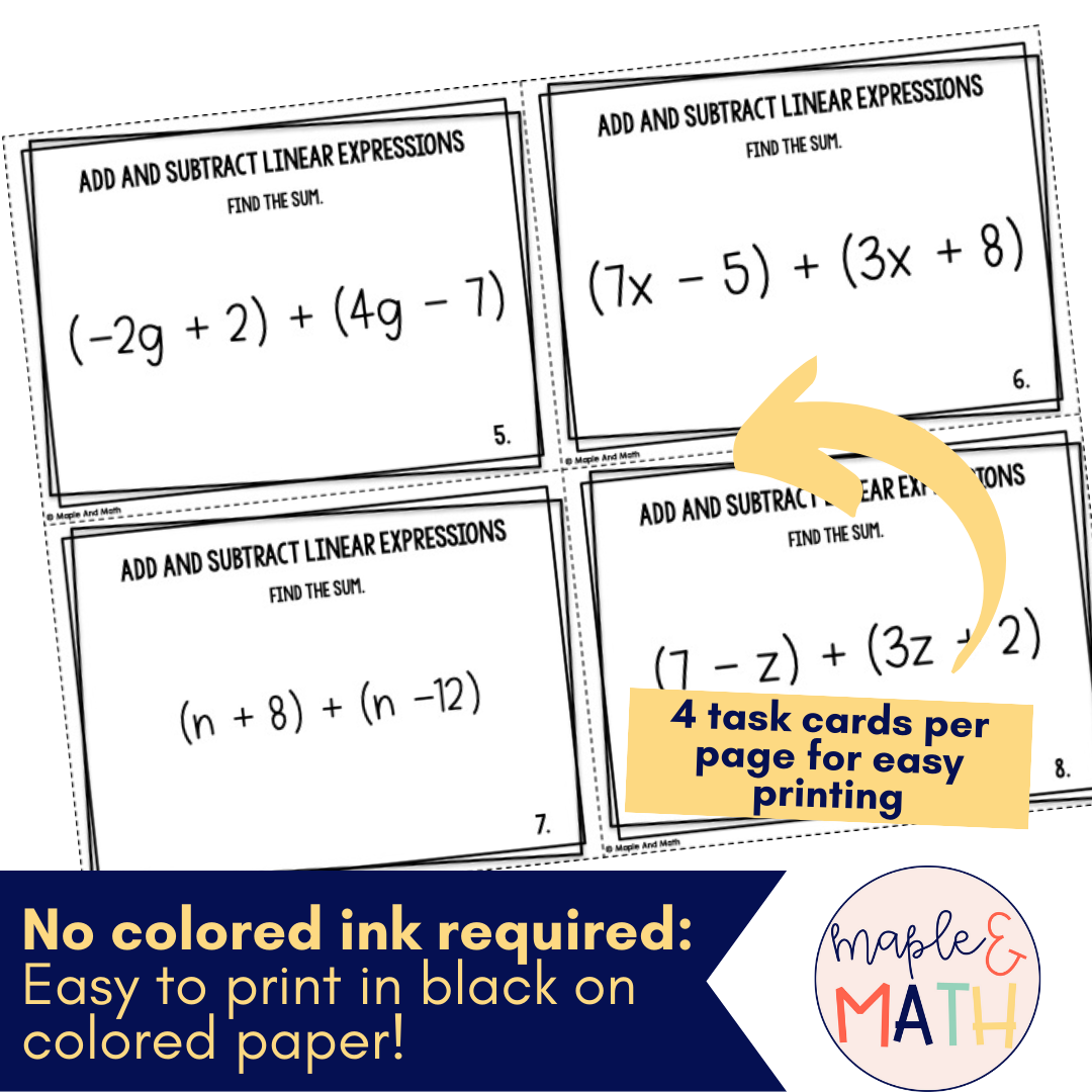Adding And Subtracting Linear Expressions Adding And Subtracting