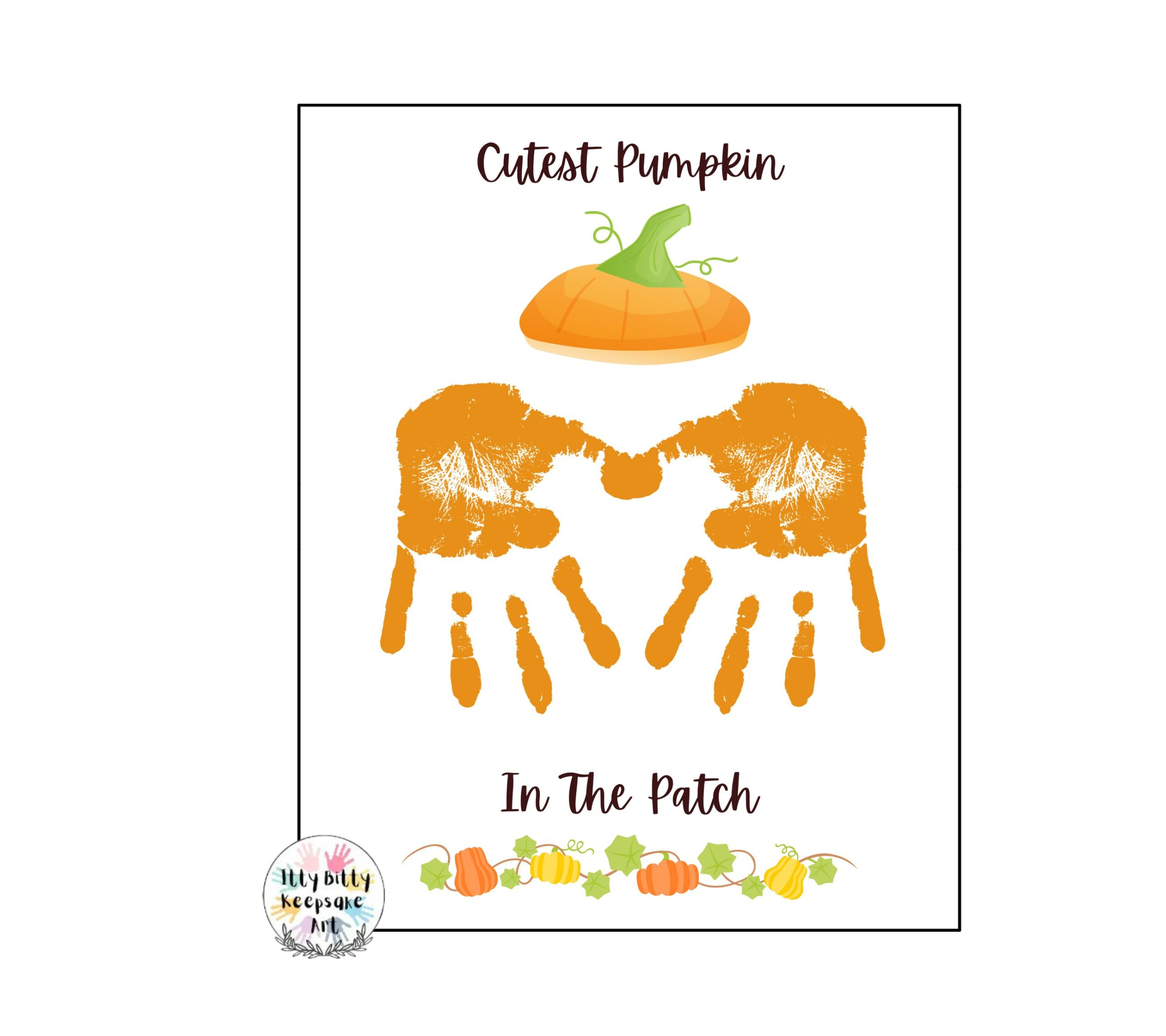 Pumpkin Handprint Craft Art Printable Template / Autumn Activity / Fall ...