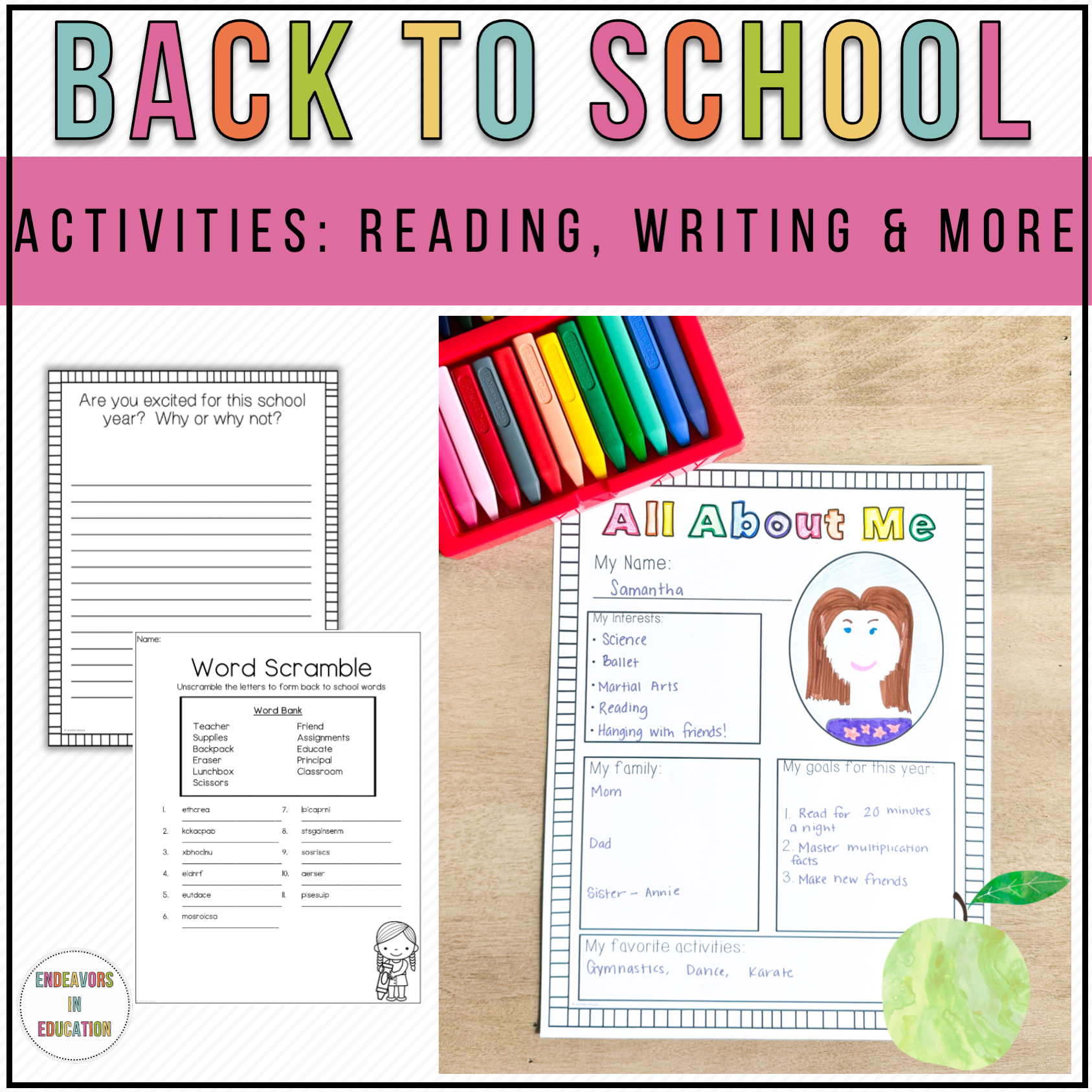 Back to School Activities for the First Week of School All About Me and ...