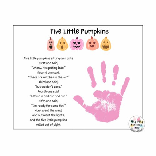 Five Little Pumpkins Poem Handprint Craft Art Printable Template ...