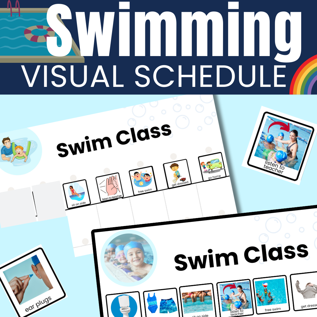 Swim or Swim Class Visual Schedule Autism Visual Support for Swimming ...