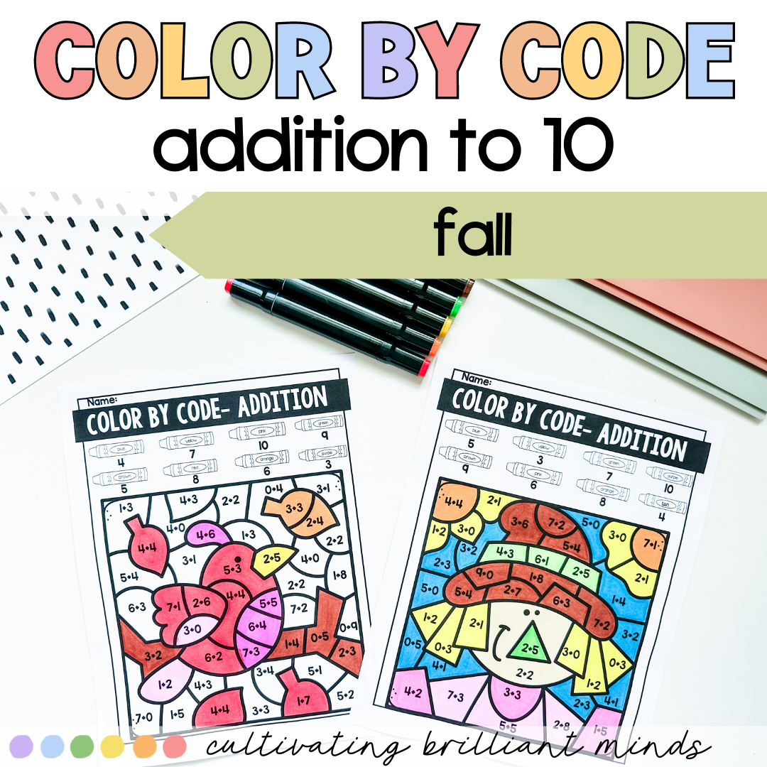 Fall Math Color by Number | Addition to 10 | Color by Code | Autumn ...