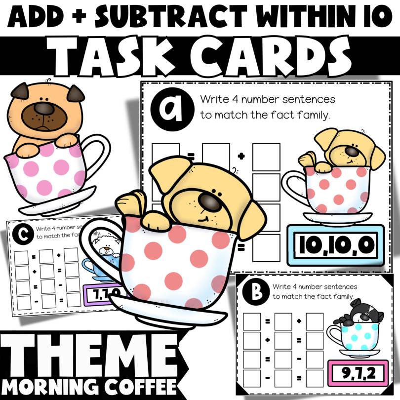 Fact Families 6-10 Math Task Cards- 1st Grade Addition & Subtraction ...