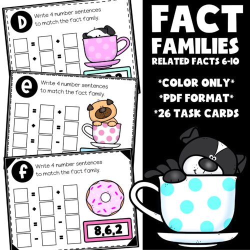 Fact Families 6-10 Math Task Cards- 1st Grade Addition & Subtraction ...