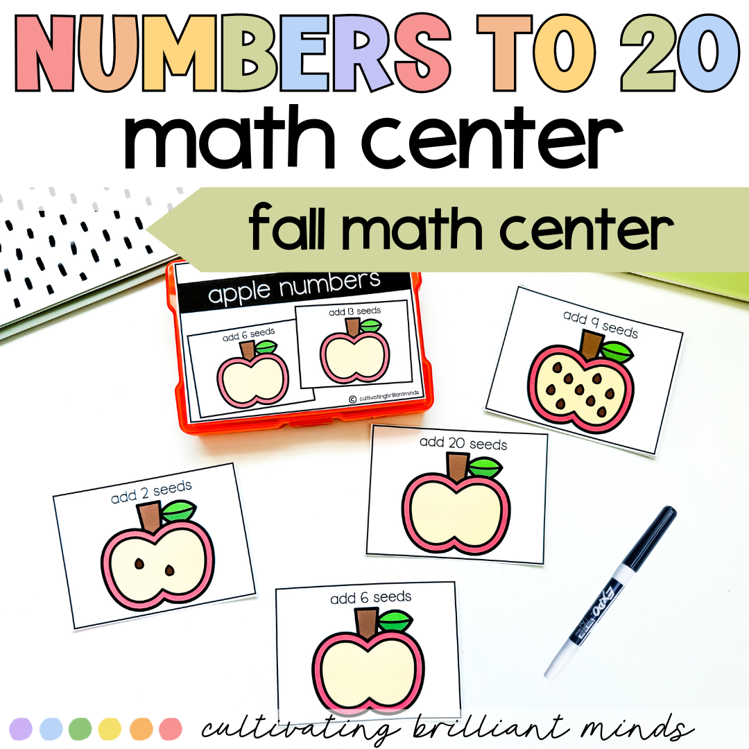 Fall Apple Numbers to 20 Math Center | Autumn | Kindergarten, 1st Grade ...