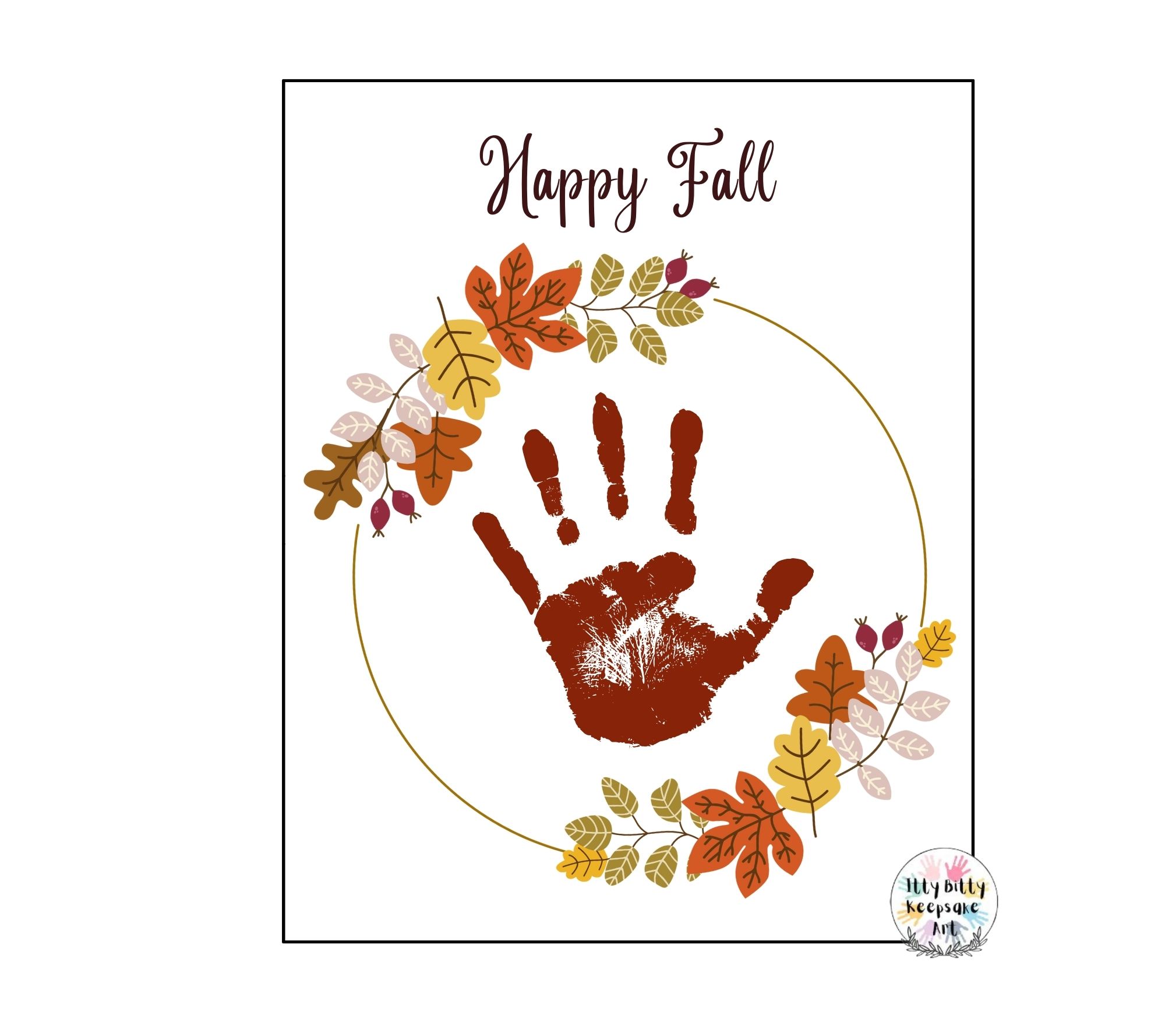 Fall Wreath Handprint Craft Art Printable Template / Autumn Activity ...