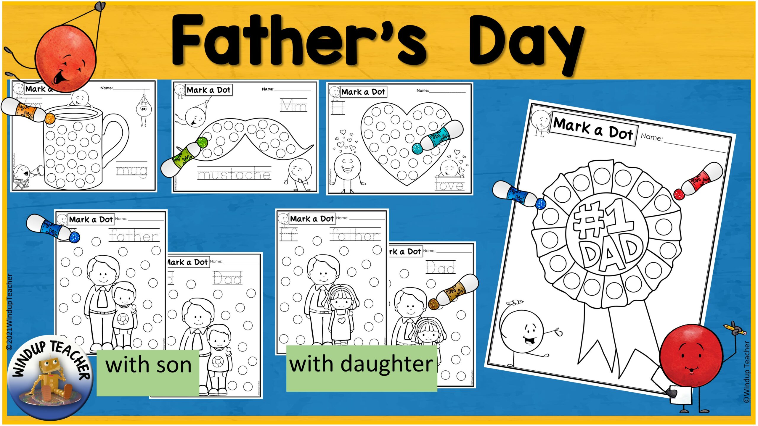 Father's Day Bingo Dot Dauber Worksheets - Do-A-Dot Marker Printable ...