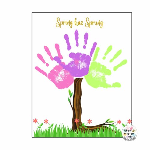 Spring Tree Handprint Craft Art Printable Template / Spring Crafts ...