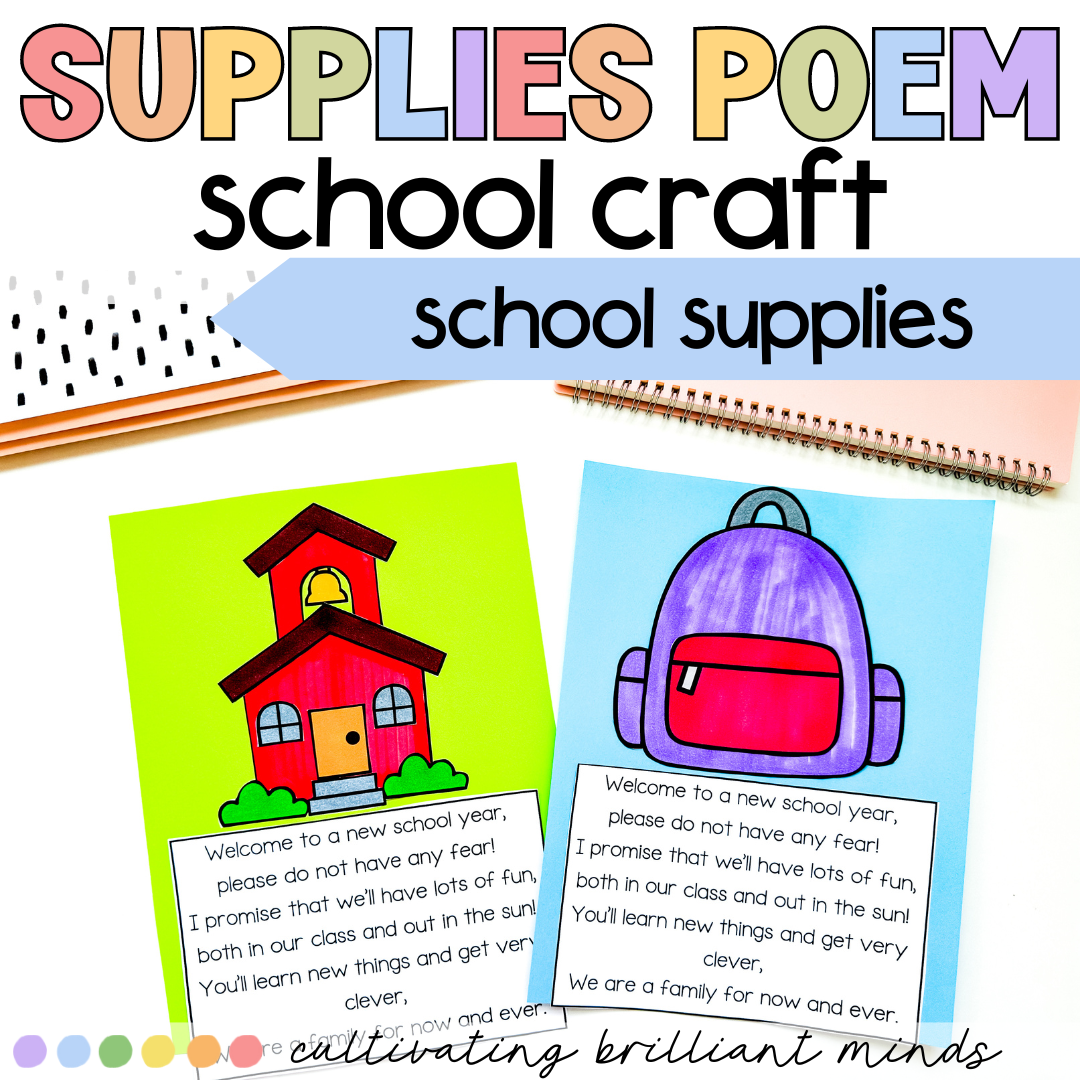 Back to School School and Backpack Craft and Poem | First Week of ...