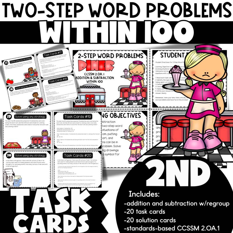 math task cards 2nd grade Cars: Lightning Learning! Second Grade
