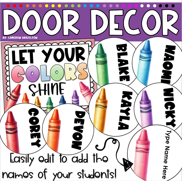 Back to School Door Decorations Bulletin Board Display Crayon Theme ...