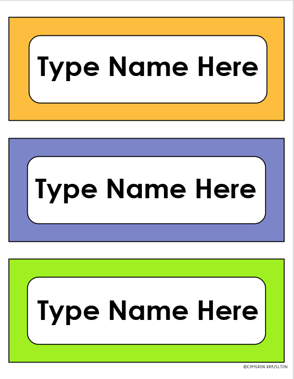 Name Tags Plates Desk Labels Colorful Rainbow Bright Theme EDITABLE ...