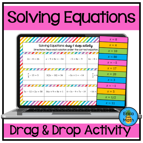 Solving Equations Digital Activity Drag & Drop - Classful