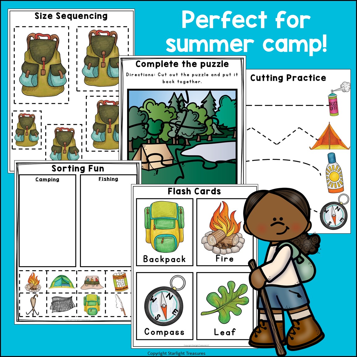 Camping Pre-K Kindergarten Worksheets for Early Readers - Summer Camp ...
