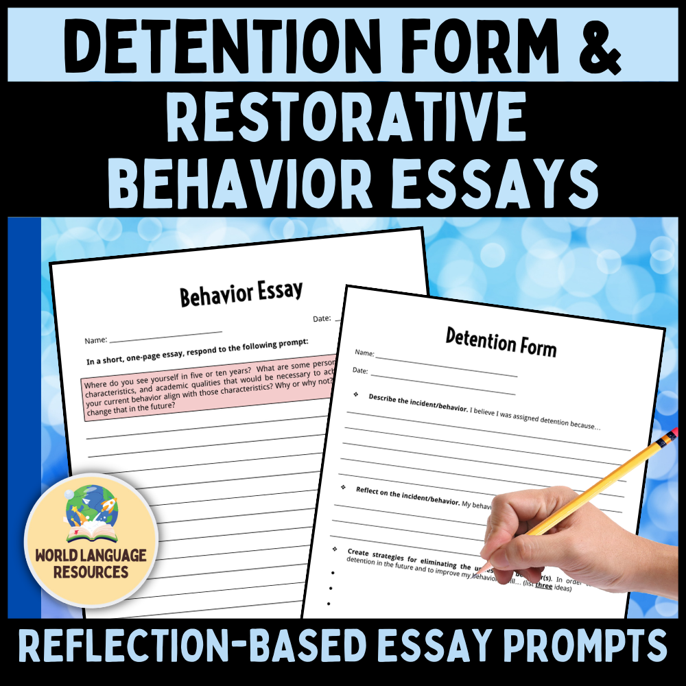 Restorative Practices Behavior & Reflection Essay Prompts and Detention Form - Classful restorative-practices-behavior-reflection-essay-prompts-and-detention-form-classful