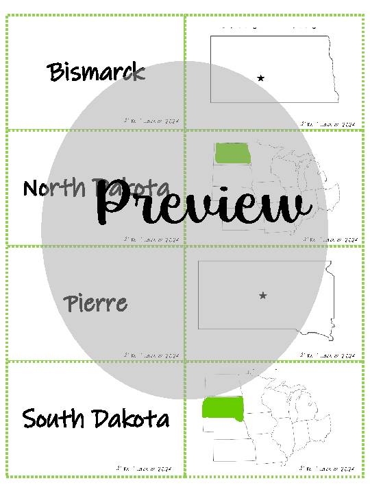 Midwest Region States and Capitals Maps, Flashcards, and Study Guide ...