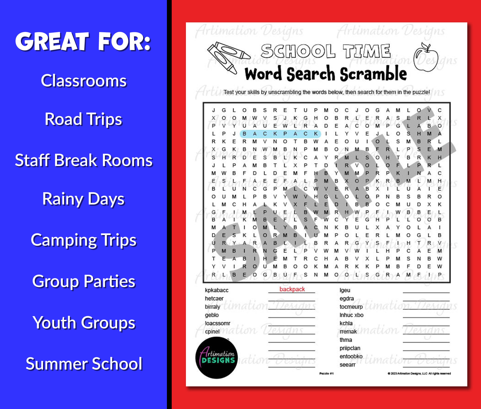 Back to School Word Search | Word Scramble | First Day of School ...