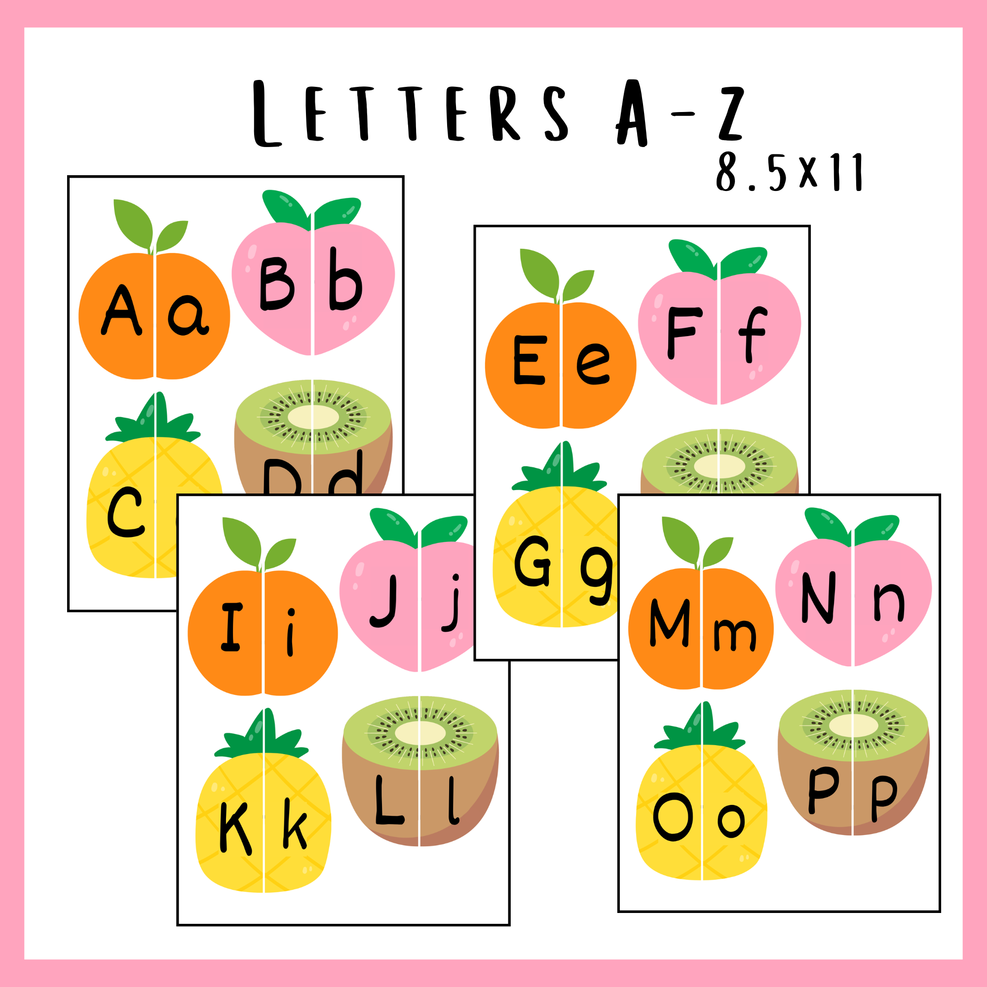 A-Z Upper & Lowercase Letter Matching | Fruit Theme | Kindergarten
