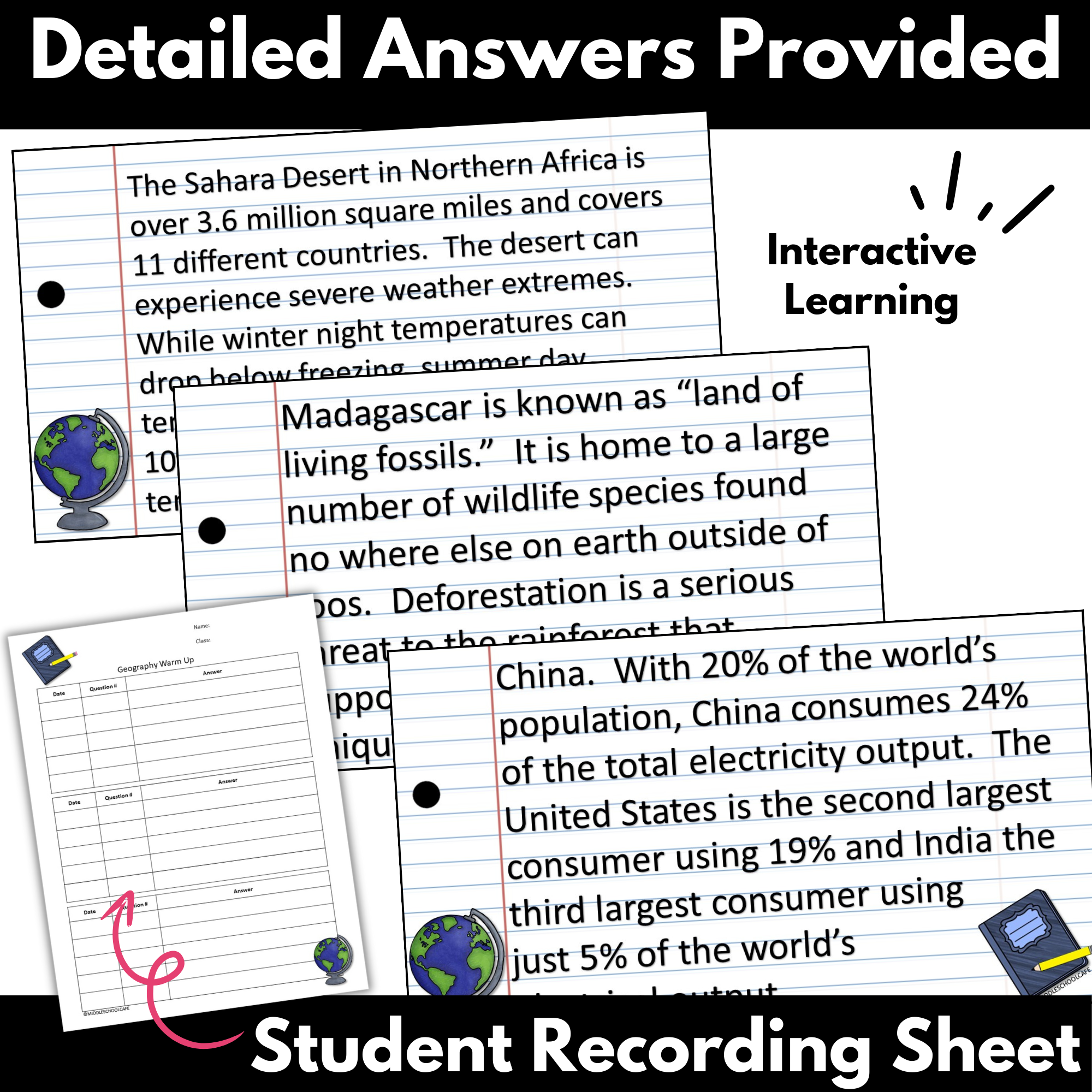 World Geography Warm Ups - Bell Ringers - Classful