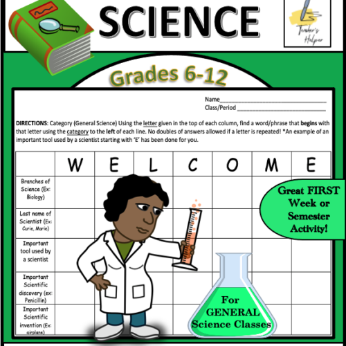 SCIENCE (General): A 'Welcome to Class' Cooperative Brainstorming Activity (Grades 6-12)'s featured image