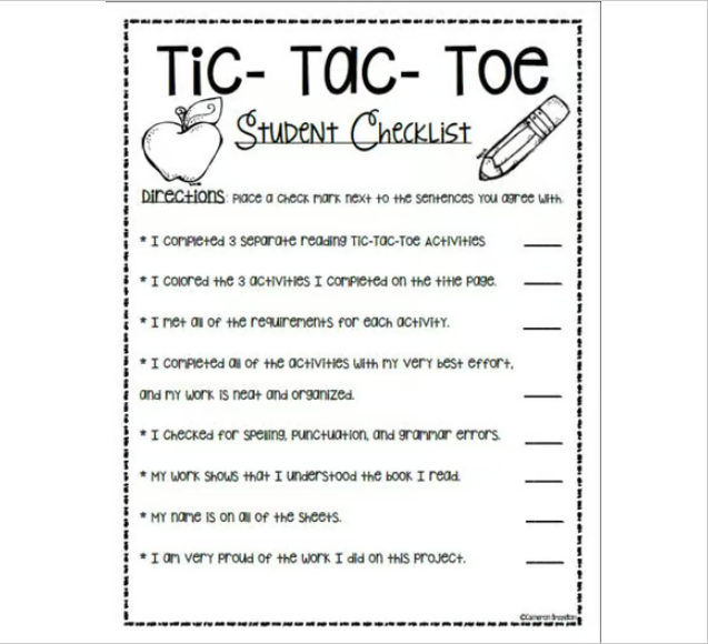 Reading Response Non Fiction Tic Tac Toe Menu Choice Board - Classful
